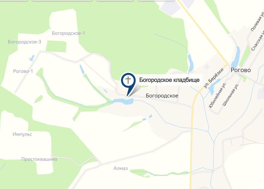 Богородское кладбище на карте