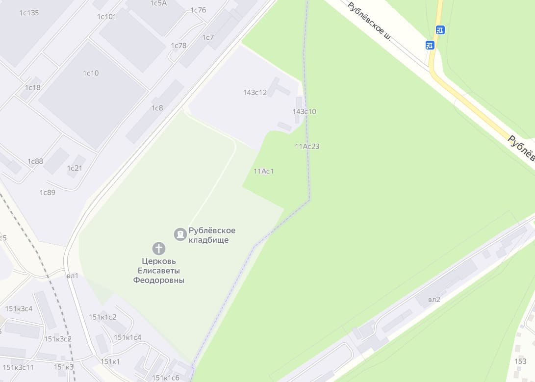 Рублевское кладбище на карте