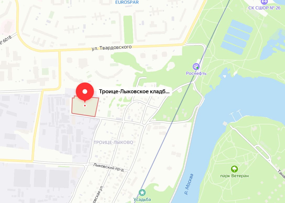 Троице-Лыковское кладбище на карте