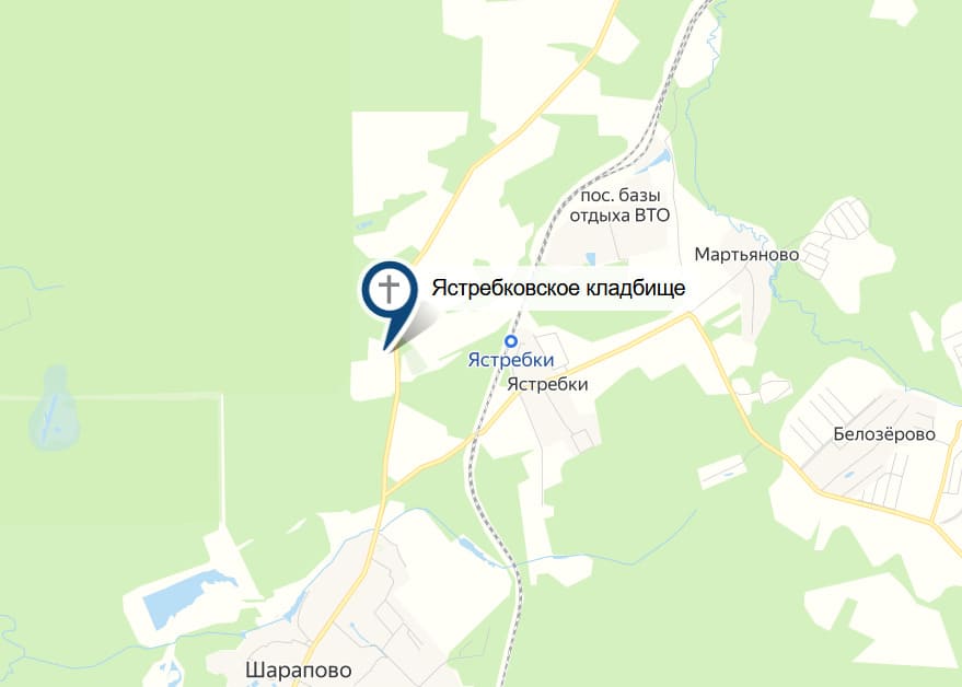 Ястребковское кладбище на карте
