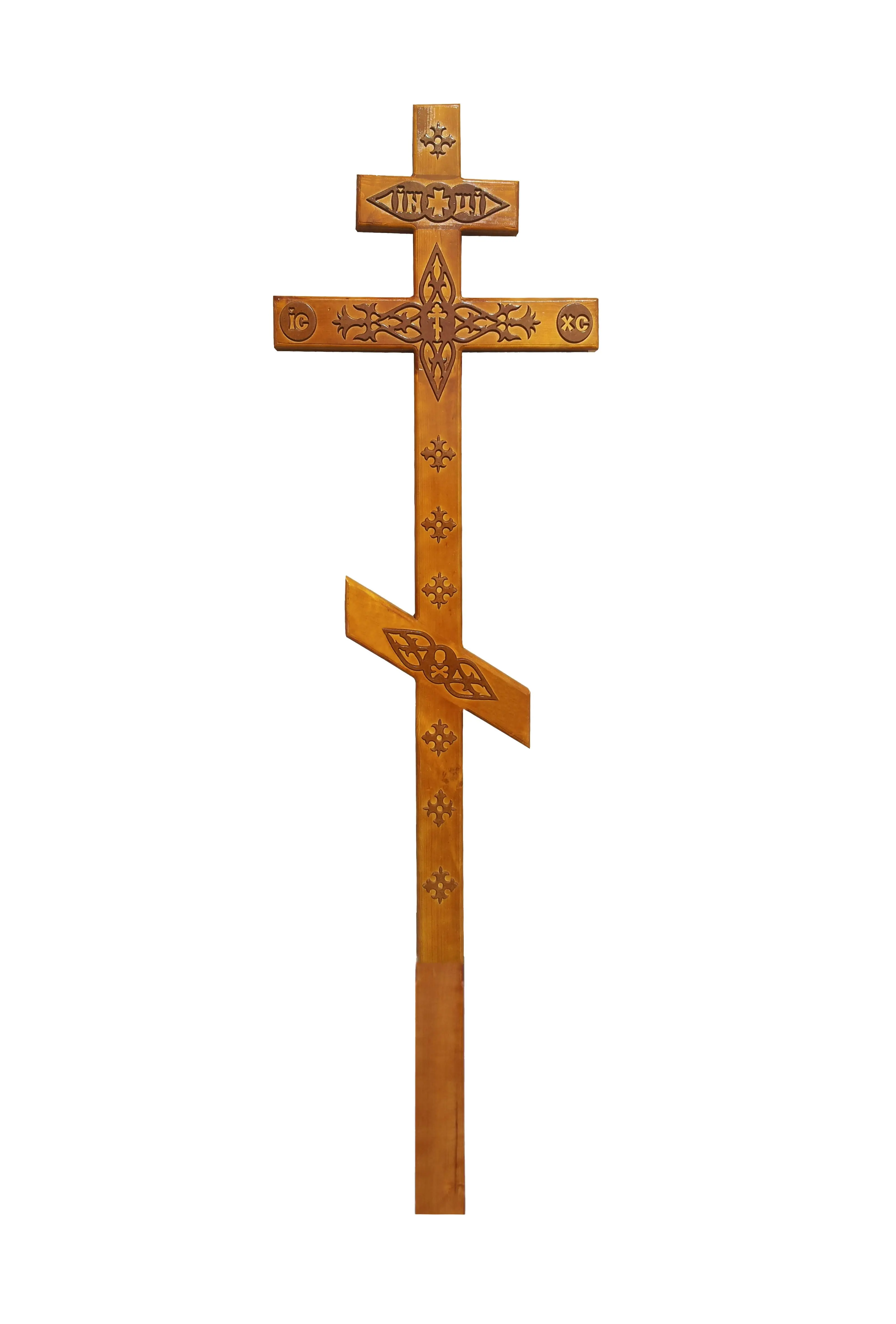 крест на могилу Прямой с декором светлый