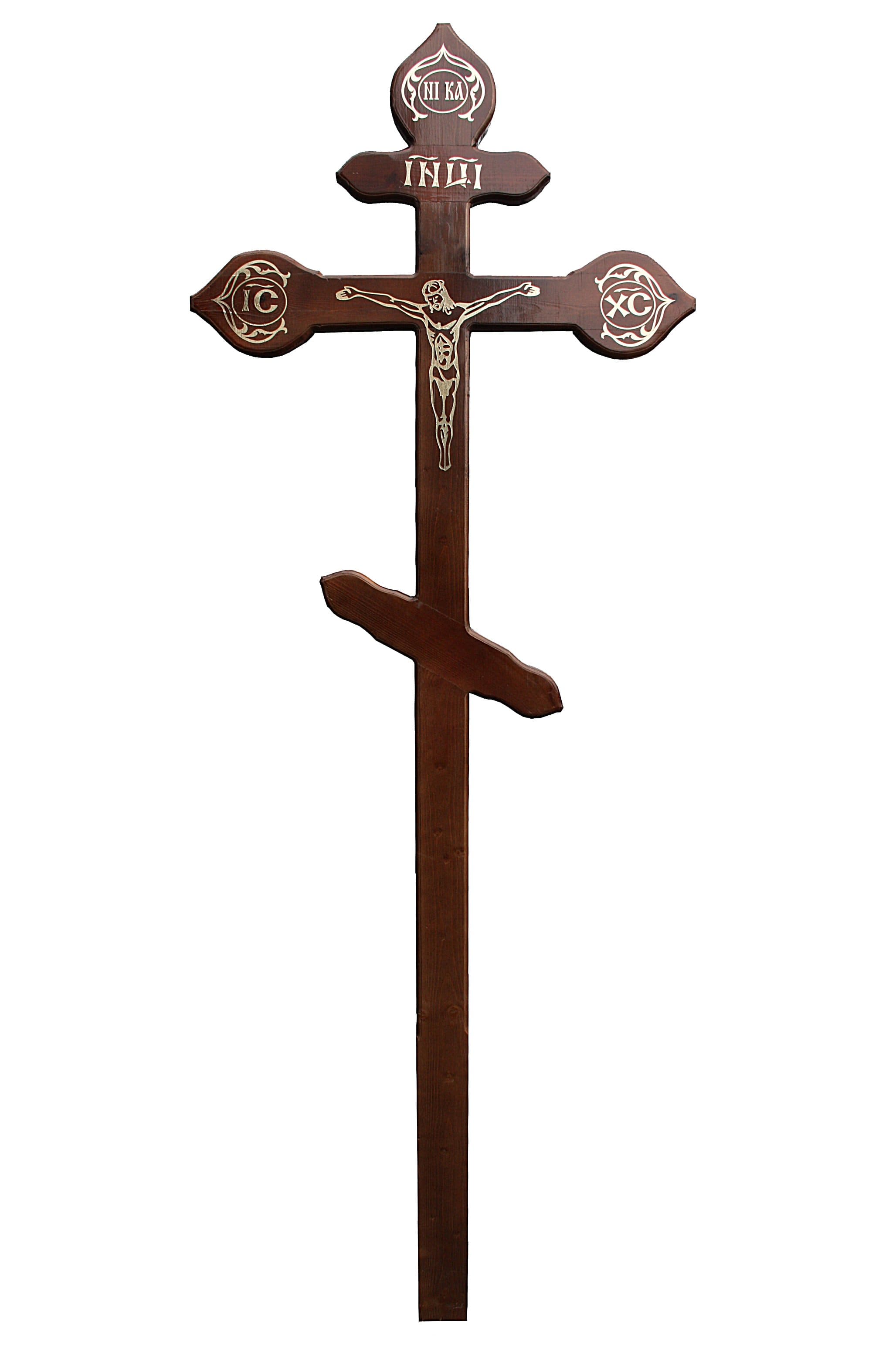 крест на могилу Фигурный с распятием темный