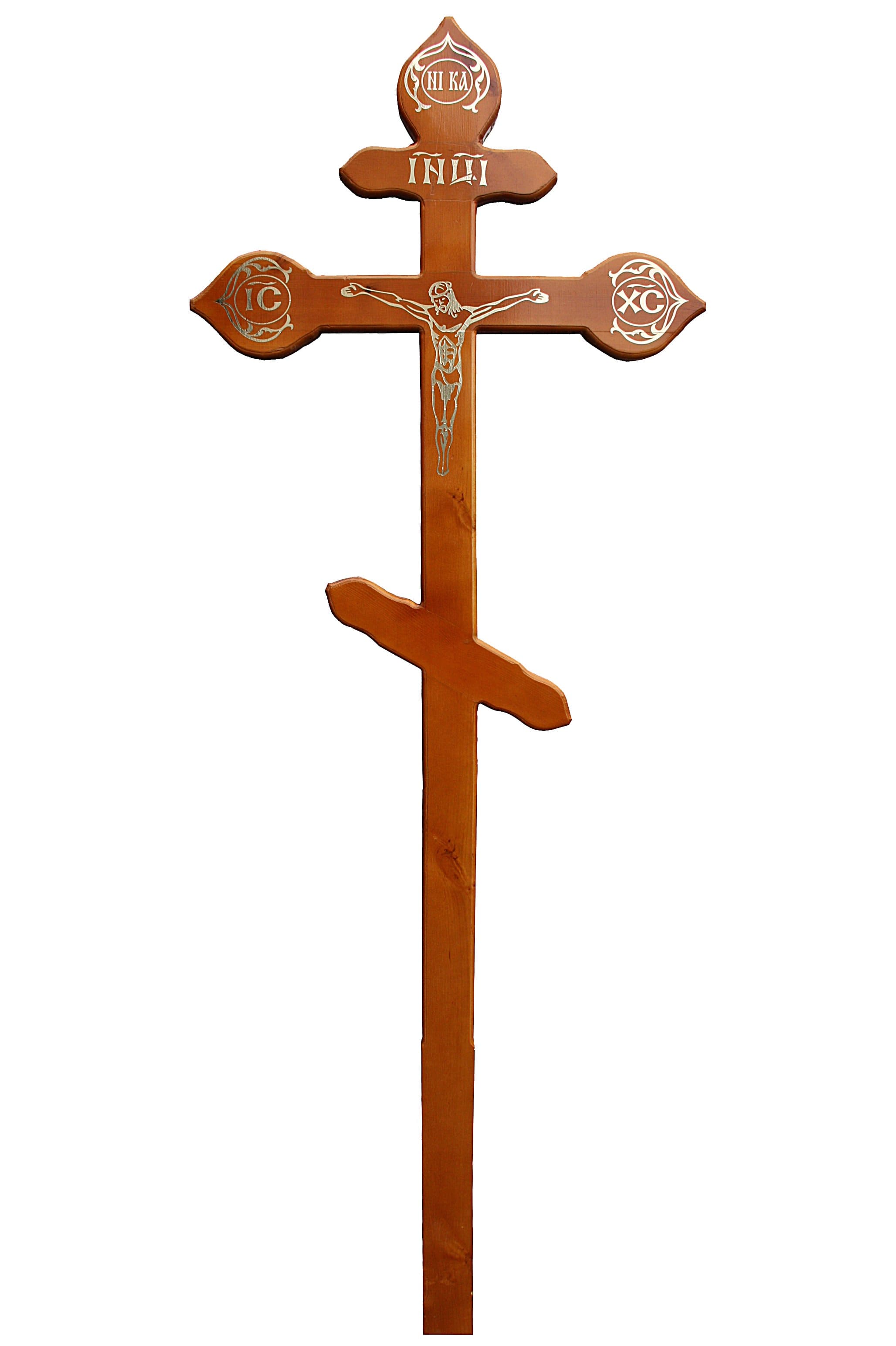 крест на могилу Фигурный с распятием светлый