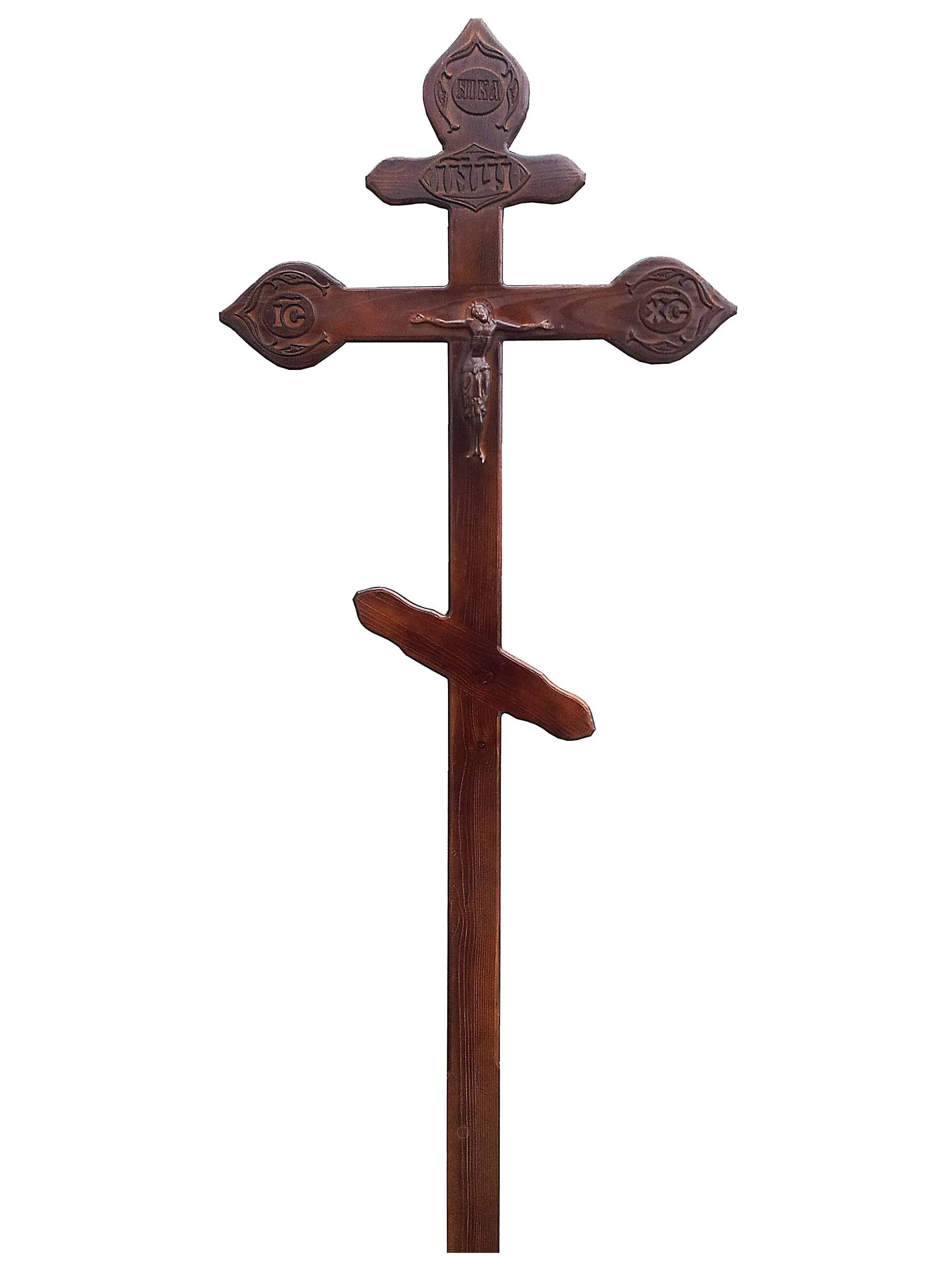 крест на могилу Фигурный с орнаментом темный