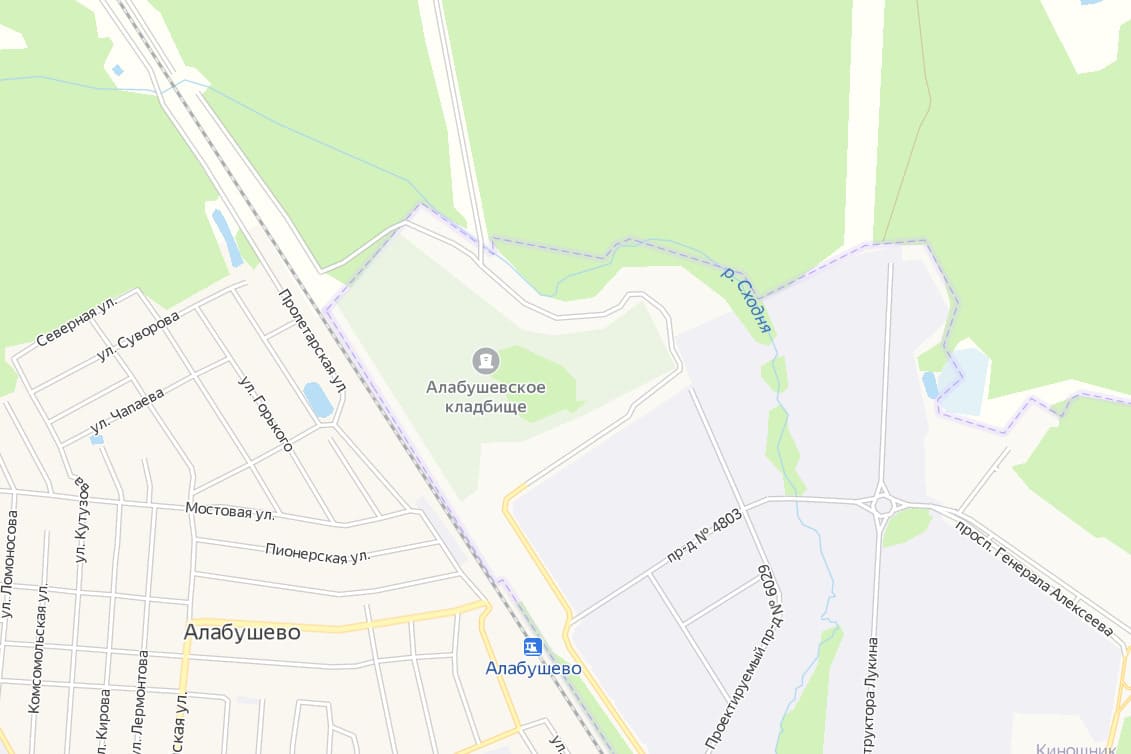 Алабушевское кладбище на карте