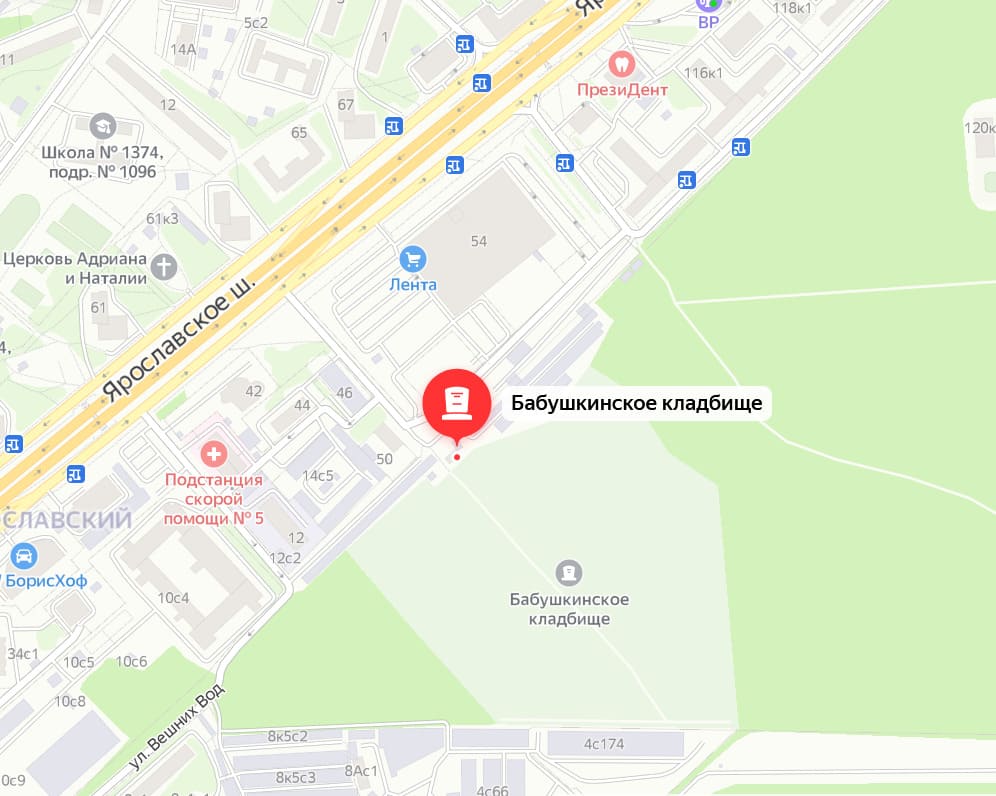 Бабушкинское кладбище на карте