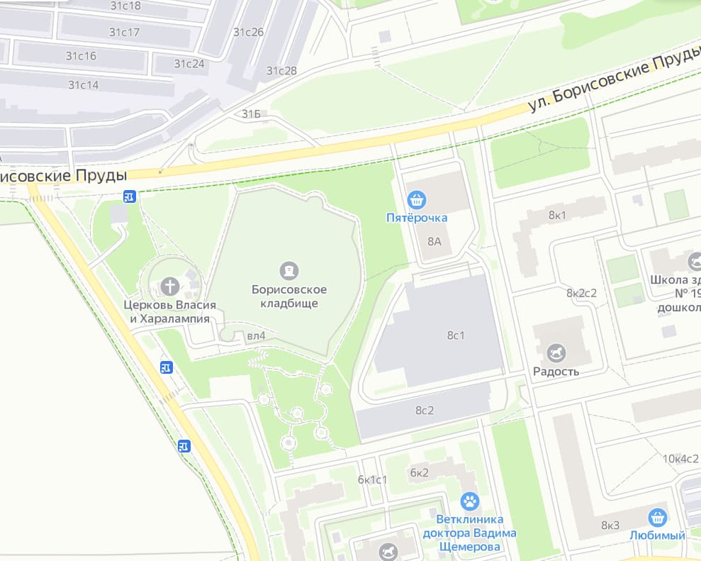 Борисовское кладбище на карте