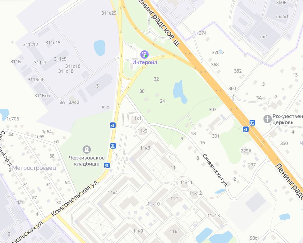 Черкизовское северное кладбище на карте