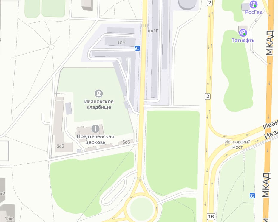 Ивановское кладбище на карте