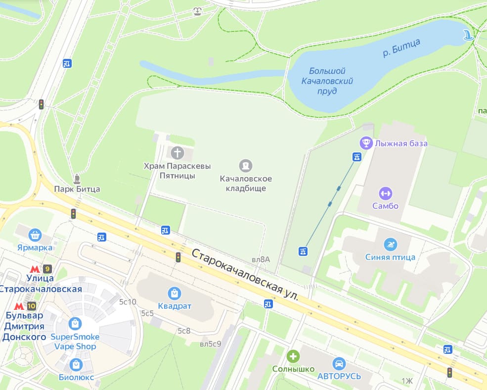 Качаловское кладбище на карте