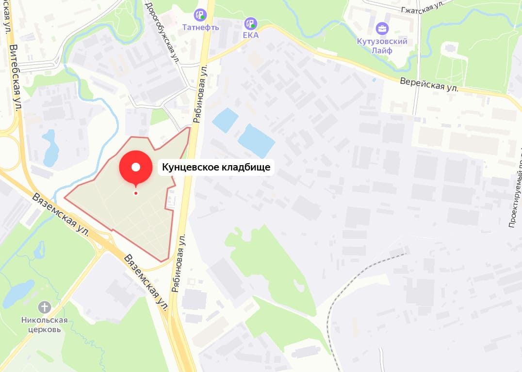 Кунцевское кладбище на карте
