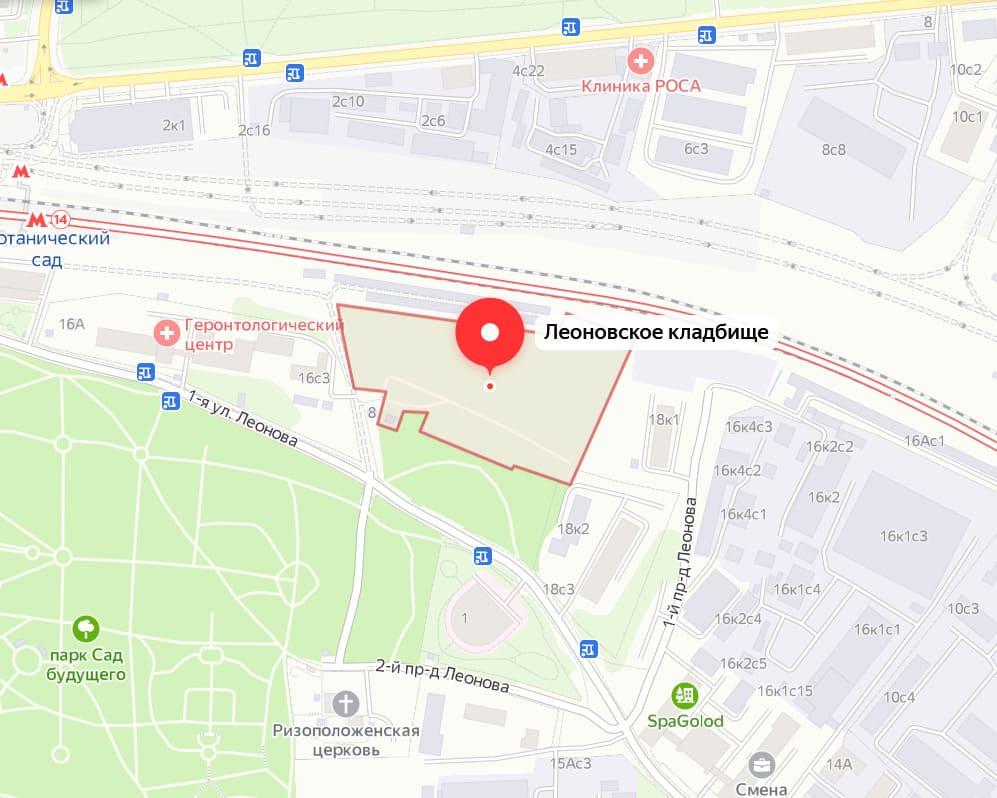 Леоновское кладбище на карте