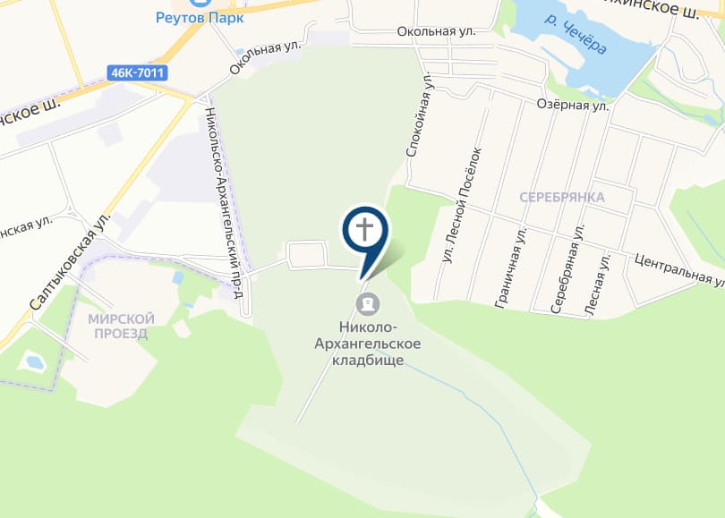 Николо-Архангельское кладбище на карте