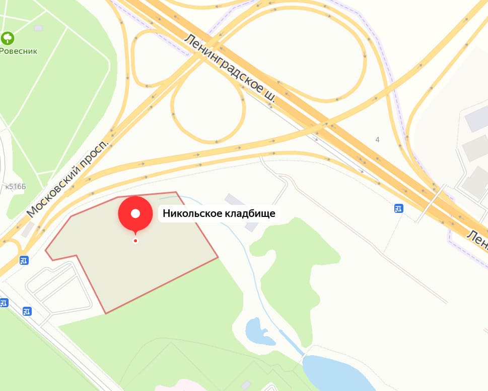 Никольское кладбище на карте