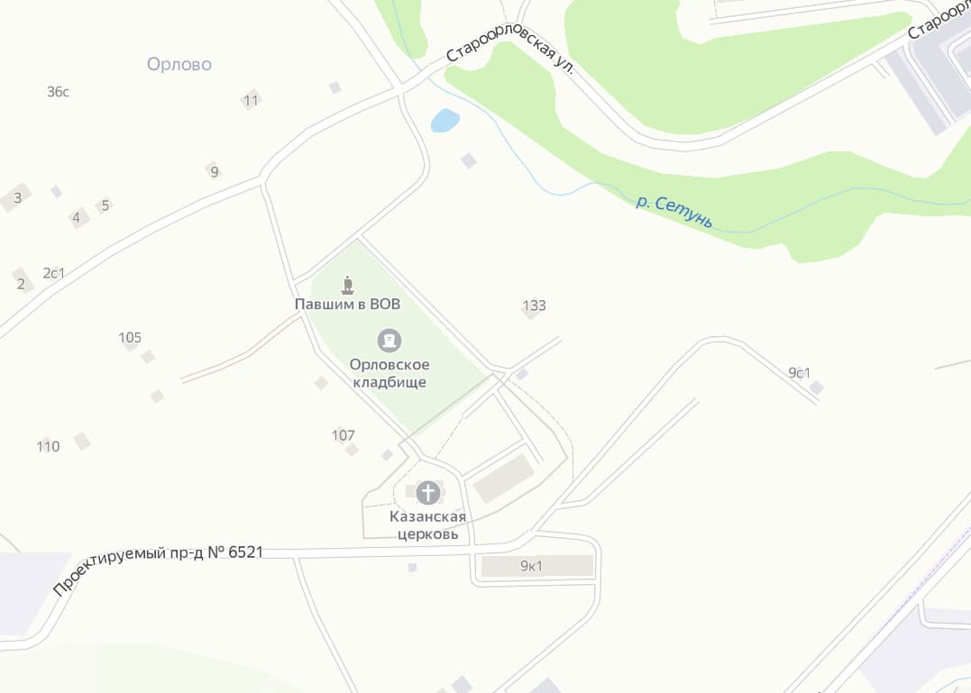 Орловское кладбище на карте