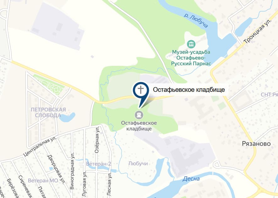 Кладбище Остафьево на карте