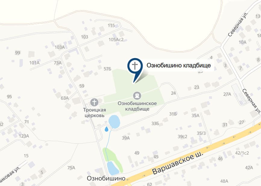 Кладбище Ознобишино на карте