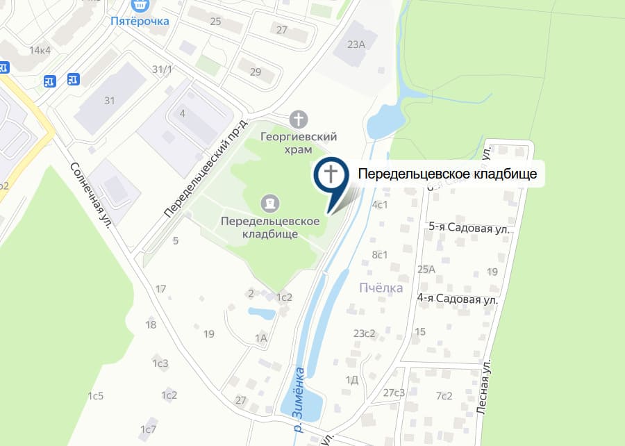 Передельцевское кладбище на карте