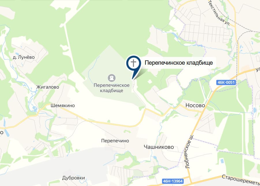 Перепечинское кладбище на карте