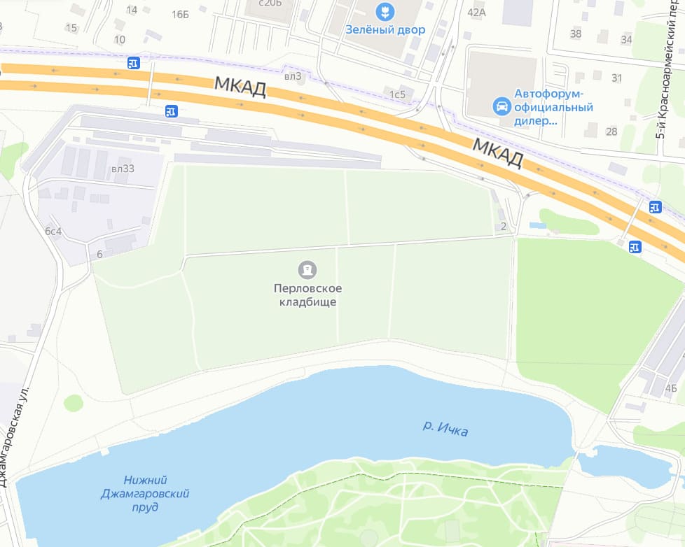 Перловское кладбище на карте