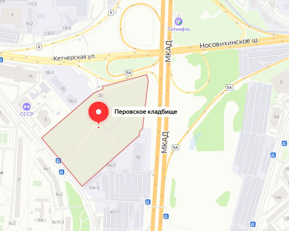 Перовское кладбище на карте