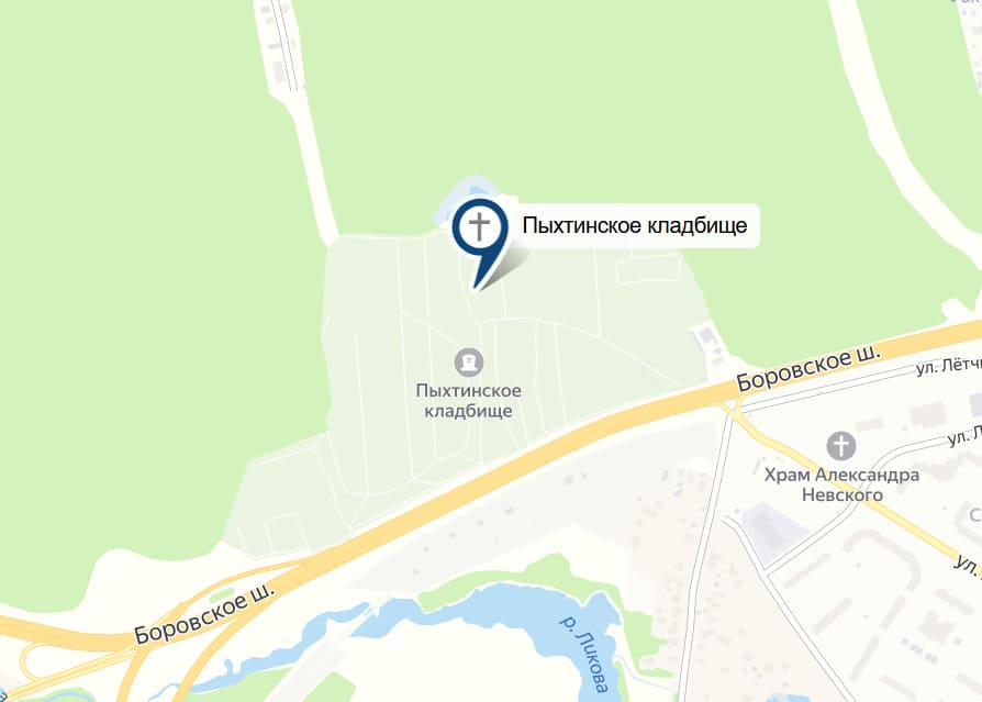 Пыхтинское кладбище на карте