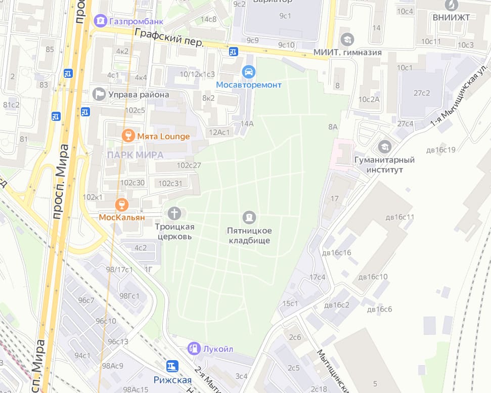 Пятницкое кладбище на карте