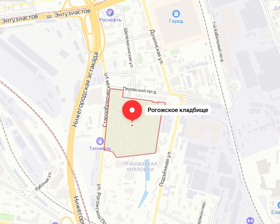 Рогожское кладбище на карте