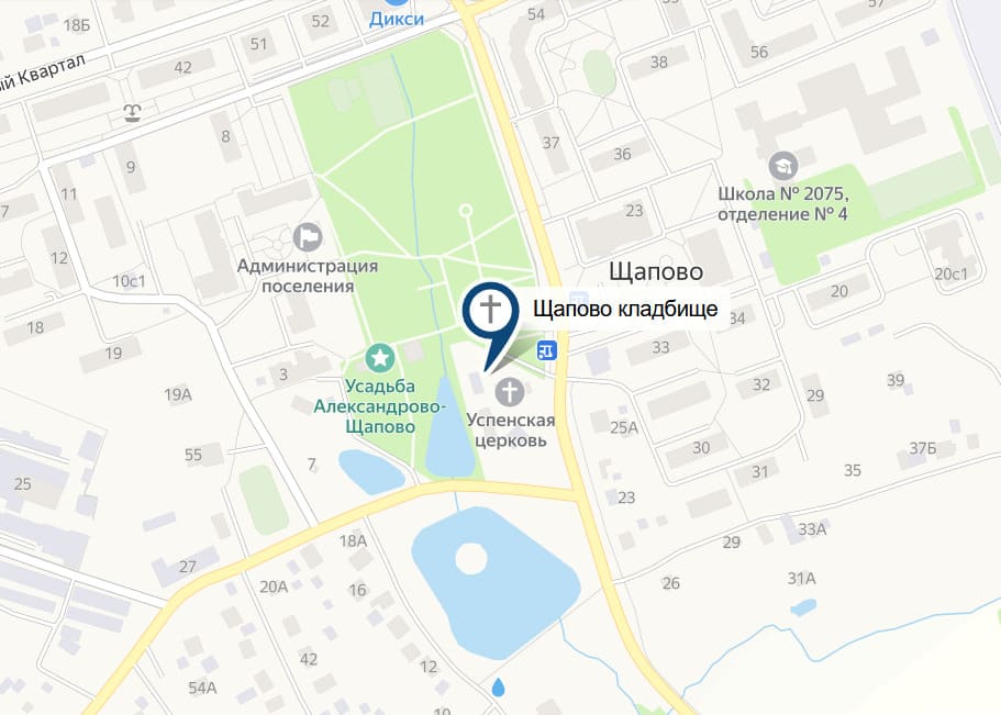 Кладбище Щапово на карте