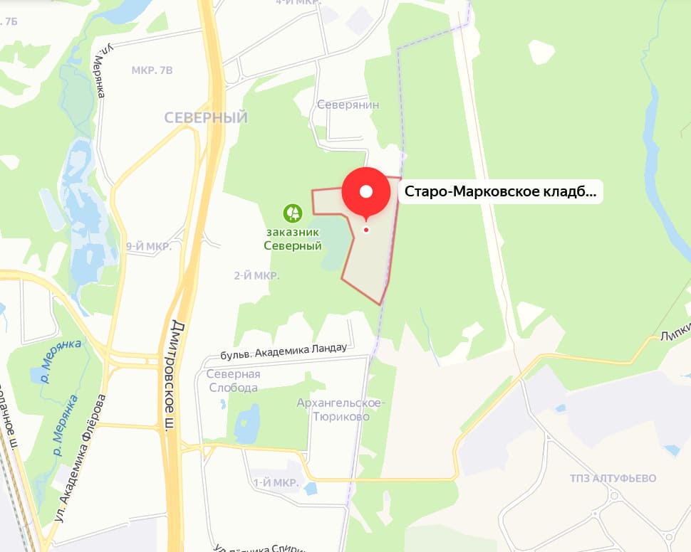 Старо-Марковское кладбище на карте