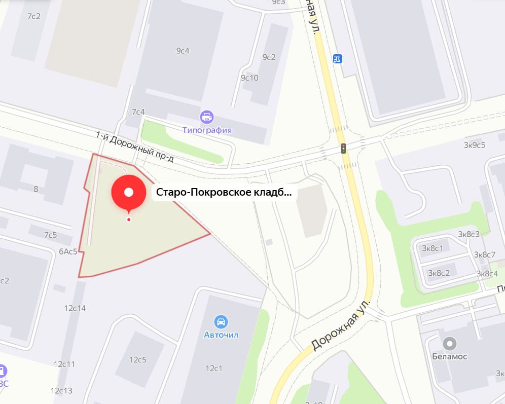 Старо-Покровское кладбище на карте