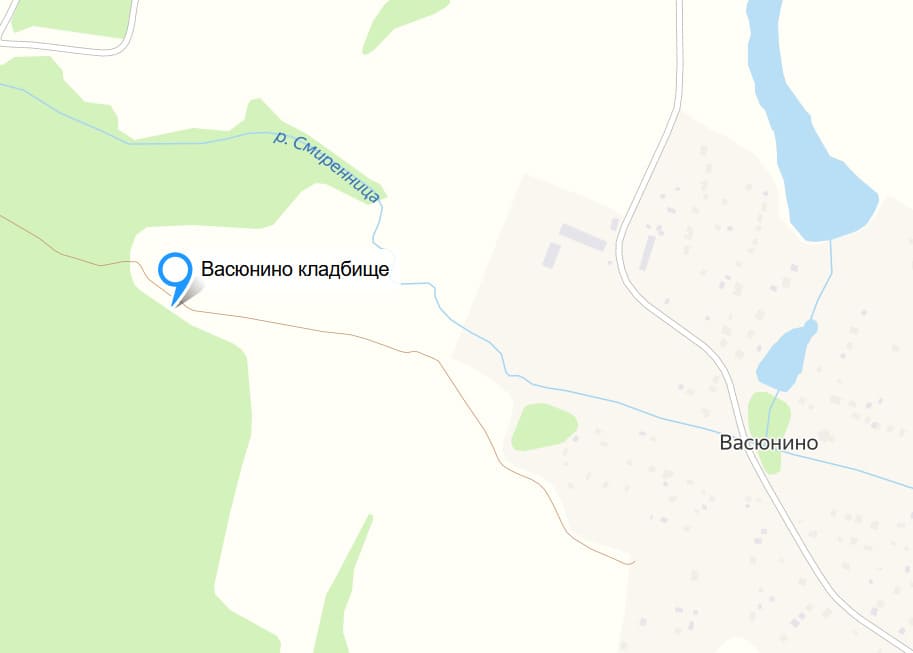 Кладбище Васюнино на карте