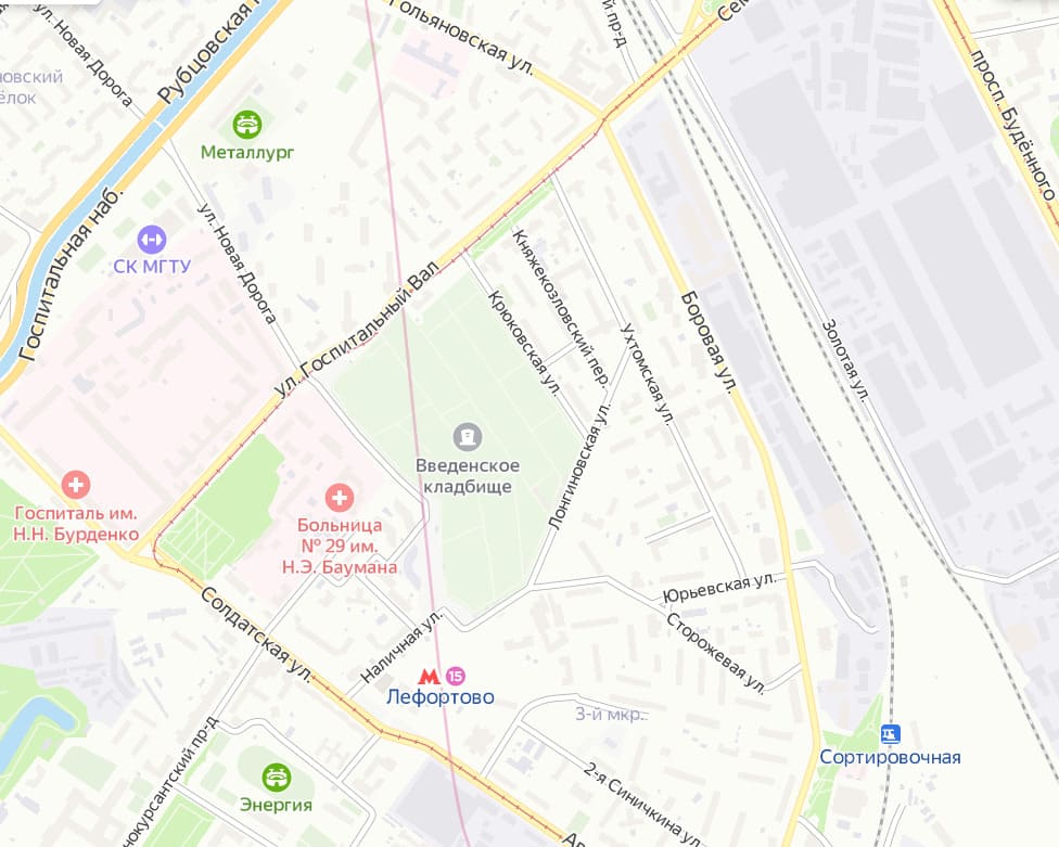 Введенское кладбище на карте