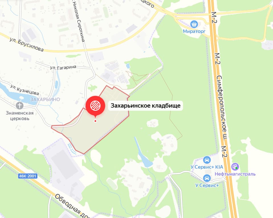 Захарьинское кладбище на карте